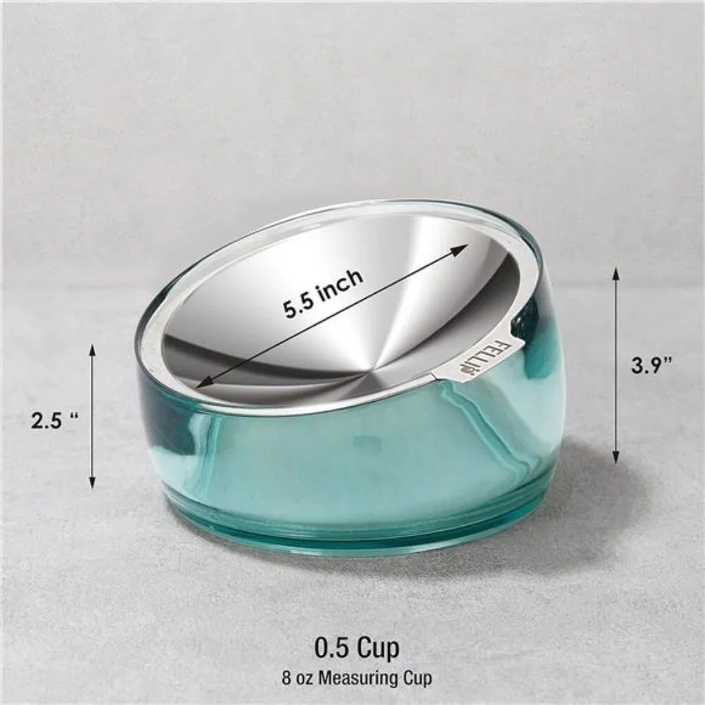 Elevated Cat Bowls Whisker Fatigue Stainless Steel Shallow Dish, Tilted